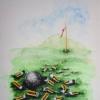 I golfisti mají své dny, akvarel, Josef Pepíno Balek