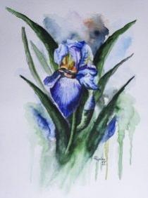 Smyslná kráska mezi květy, akvarel, Josef Pepíno Balek