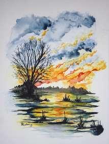 Josef Pepíno Balek - "U rybníka" - nový akvarel
